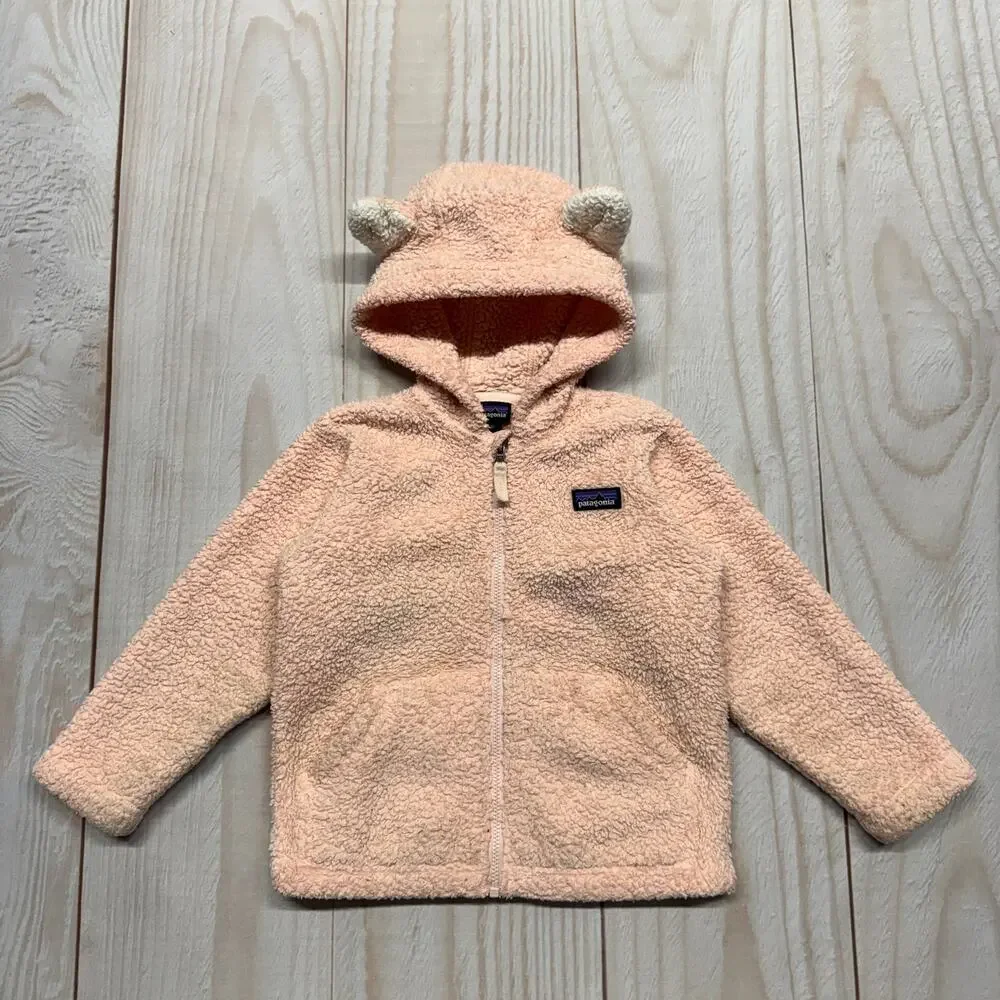 Patagonia Girls Toddler 3T Furry Friends Fleece Hoodie Jacket Bear Cub Ears